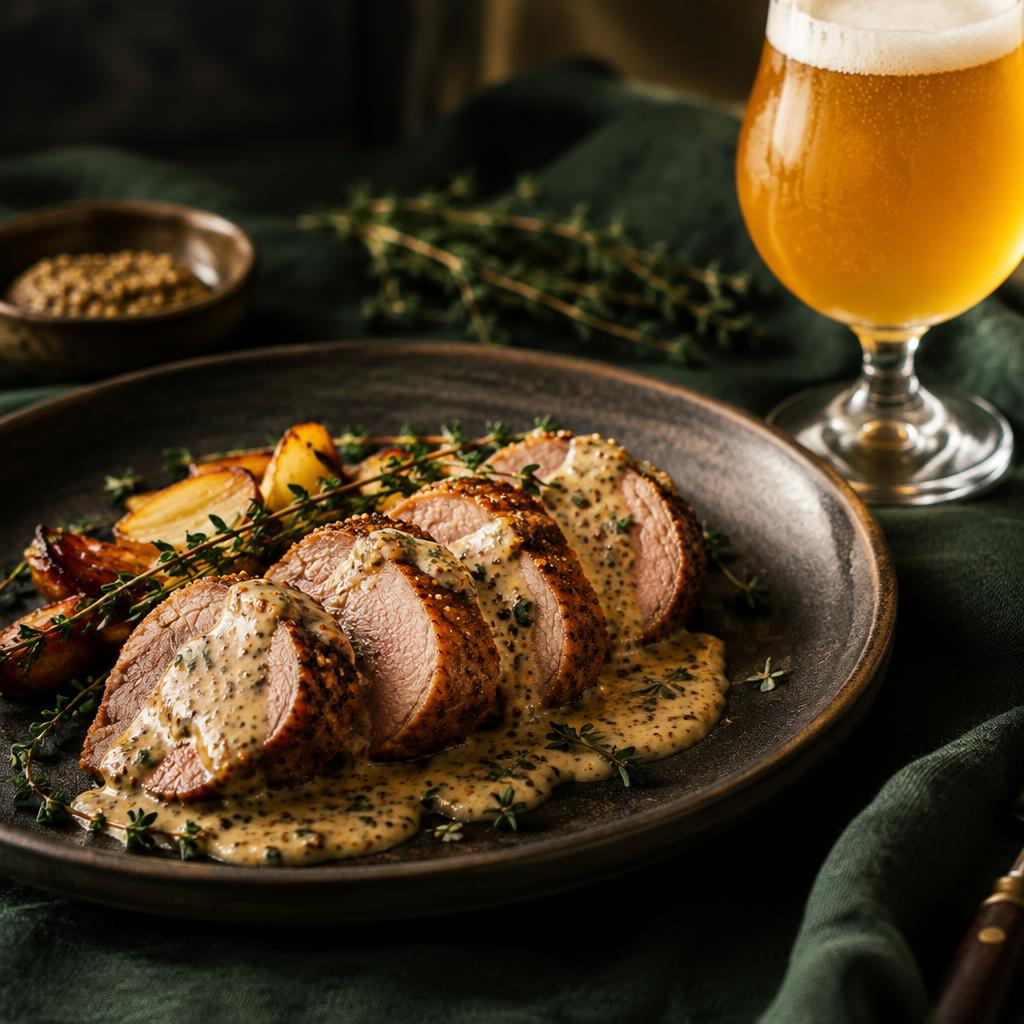 Varkenshaas met saison-mosterdsaus — recept met Saison