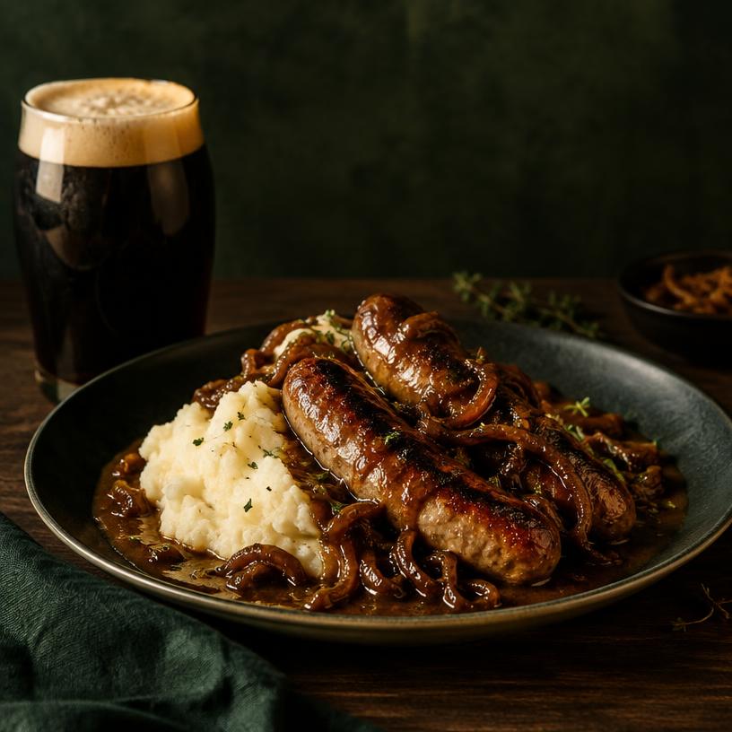 Worstjes in bier-uiensaus — recept met Amber ale of bokbier